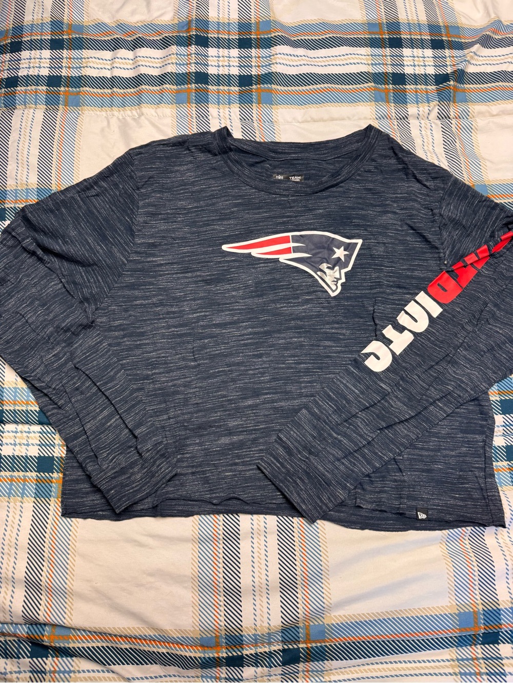 NFL Team Apparel Patriots Heather Navy Short Sleeve Tee